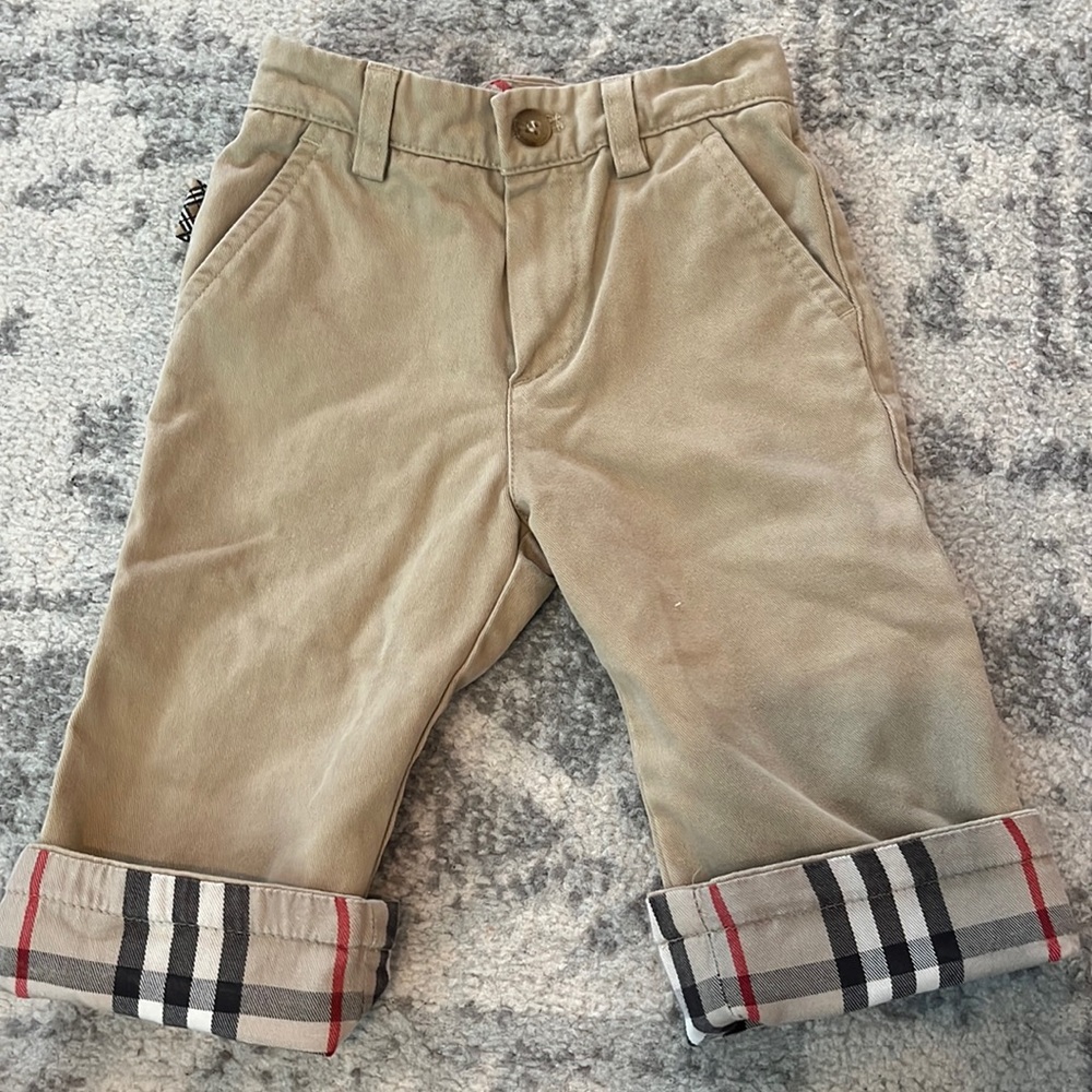 Burberry Tan Kids Chino Pants with Signature Check Cuff